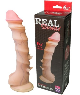 Фаллоимитатор на присоске из кибер-кожи "REAL Standard" (16x3.3 см)