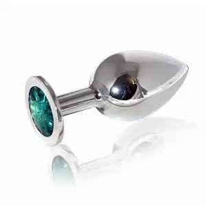 Большая серебряная пробка из стали, изумруд