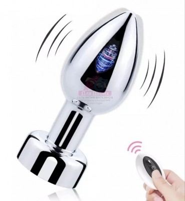 Анальная стальная пробка с вибрацией и пультом