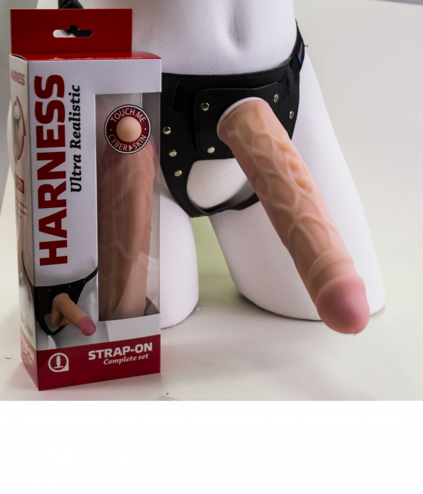 Фаллоимитатор кибер-кожа с поясом "Harness" 