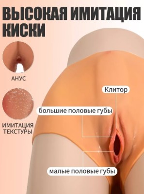Имитированные силиконовые трусы с вагиной и анусом для ношения